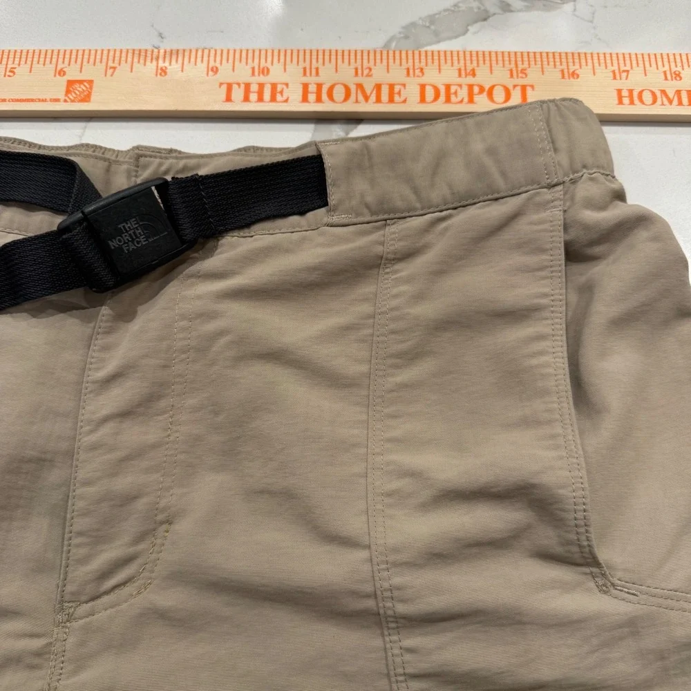 The North Face Men Convertible Hiking Pants Khaki Tan Zip Off Cargo Belted 32x29